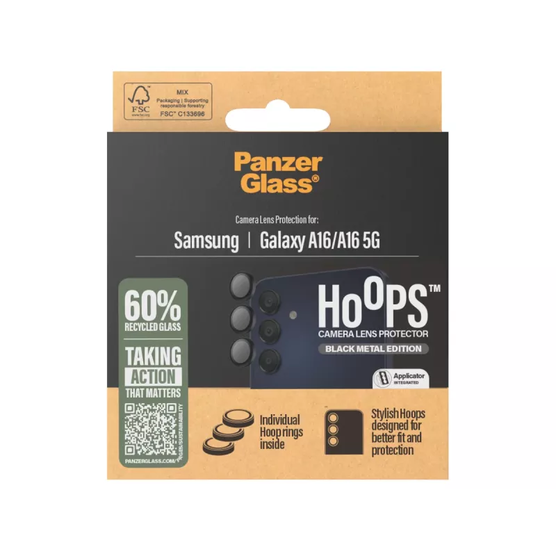 PanzerGlass ® Hoops® Cameralensbescherming Zwart Samsung Galaxy A16 | A16 5G