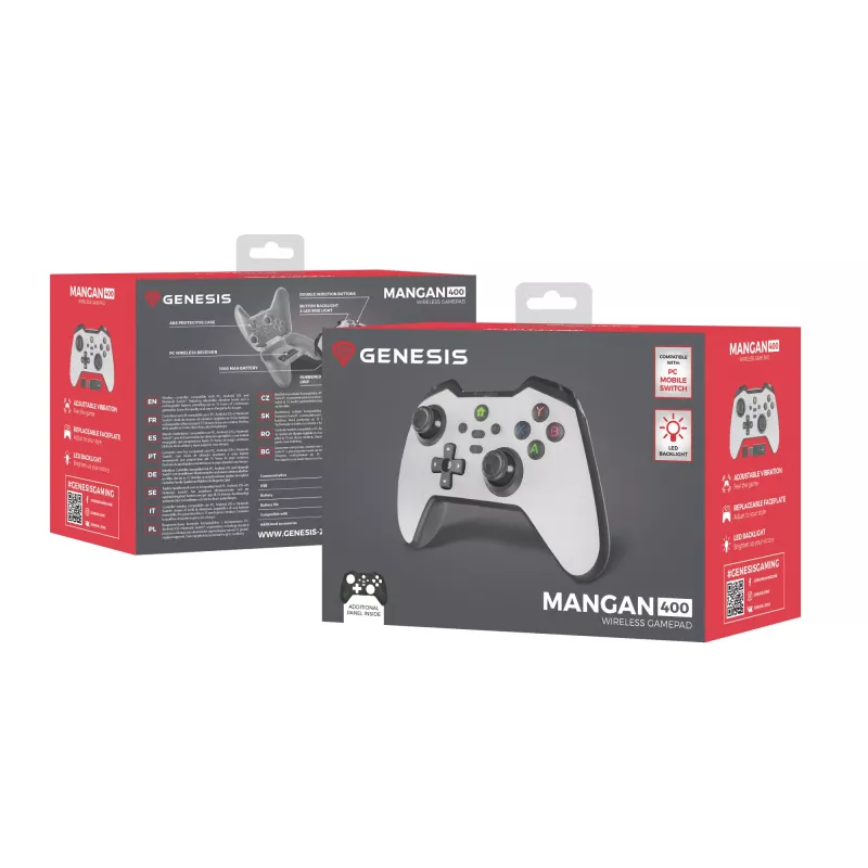 GENESIS Mangan 400 wit Bluetooth gamepad analoog / digitaal Android, MAC, Nintendo Switch, PC, iOS