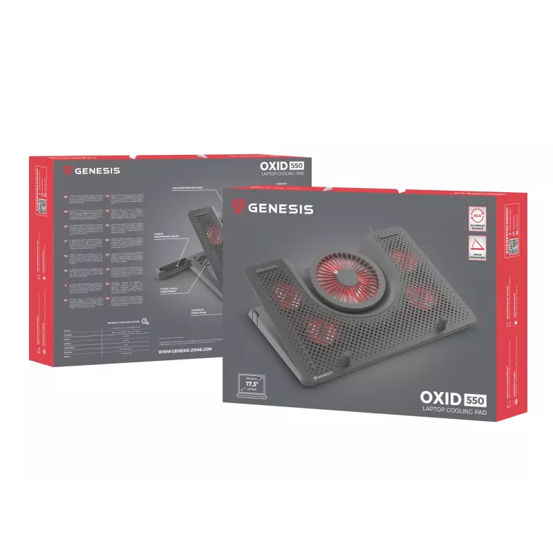 GENESIS Oxid 550 laptop-koelpad 43,9 cm (17,3 inch) 2800 tpm zwart
