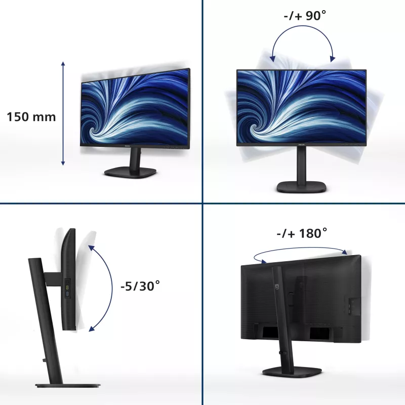Philips 3000 serie 24B2U3301/00 computermonitor 60,5 cm (23,8 inch) 1920 x 1080 pixel Full HD lcd zwart