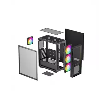 PC-behuizing DeepCool MATREXX 55 MESH V4 C midi tower zwart — ATX, gehard glas, front-mesh, USB-C