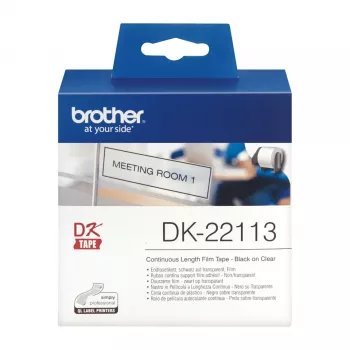 Brother Clear Continuous Film Tape, zwart op transparant, DK, transparant, direct thermisch, China, 5 jaar