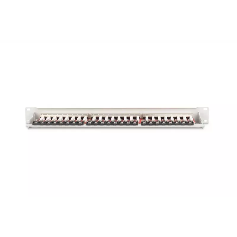 DIGITUS DN-91624S-EA 19 inch patchpaneel, CAT6A klasse EA, afgeschermd, 24 poorten RJ45, LSA, 1U, lichtgrijs RAL 7035