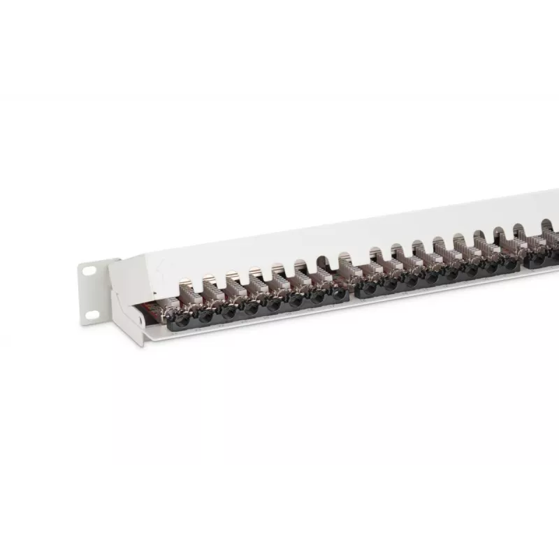 DIGITUS DN-91624S-EA 19 inch patchpaneel, CAT6A klasse EA, afgeschermd, 24 poorten RJ45, LSA, 1U, lichtgrijs RAL 7035