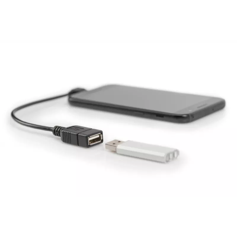 DIGITUS USB 2.0 adapterkabel, OTG, Type Micro B - A M/F, 15 cm, USB 2.0 conform, haaks, zwart
