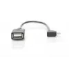 DIGITUS USB 2.0 adapterkabel, OTG, Type Micro B - A M/F, 15 cm, USB 2.0 conform, haaks, zwart