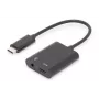 DIGITUS USB Type-C splitterkabel, type C – 3,5 mm + type C M/F/F, 20 cm zwart