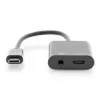 DIGITUS USB Type-C splitterkabel, type C – 3,5 mm + type C M/F/F, 20 cm zwart