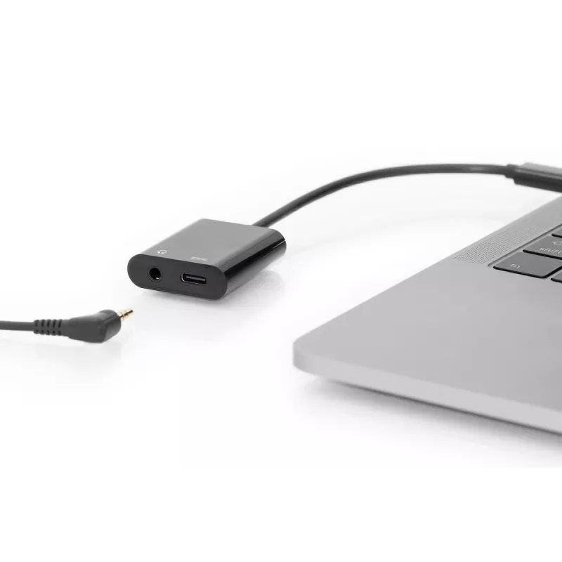 DIGITUS USB Type-C splitterkabel, type C – 3,5 mm + type C M/F/F, 20 cm zwart
