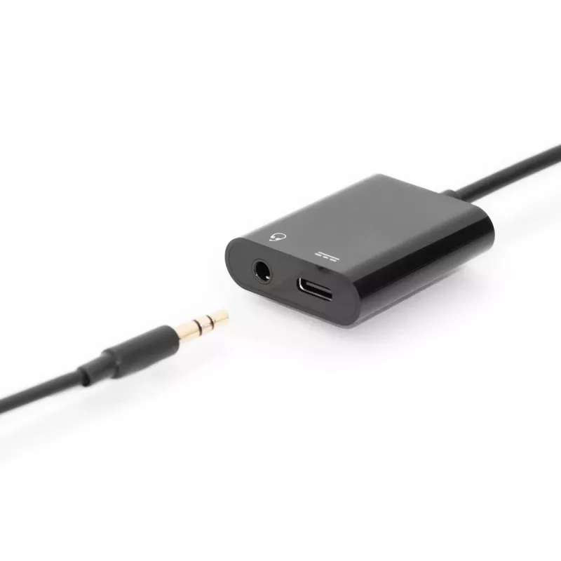 DIGITUS USB Type-C splitterkabel, type C – 3,5 mm + type C M/F/F, 20 cm zwart