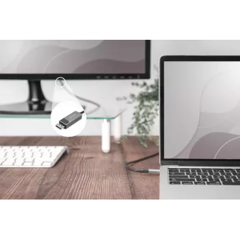 DIGITUS USB Type C naar DP adapterkabel 8Ka30Hz. HBR3 aluminium behuizing zwart 1m