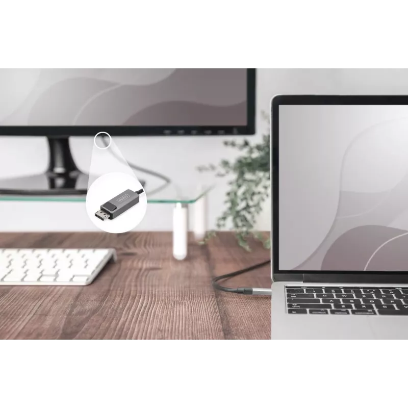 DIGITUS USB Type C naar DP adapterkabel 8Ka30Hz. HBR3 aluminium behuizing zwart 1m