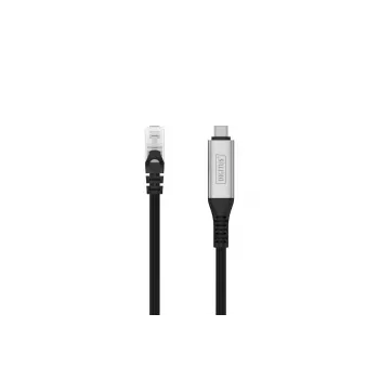 DIGITUS USB-C 3.2 Gen1 - RJ45 Ethernet-kabel - CAT6a S/FTP zwart - 10 m