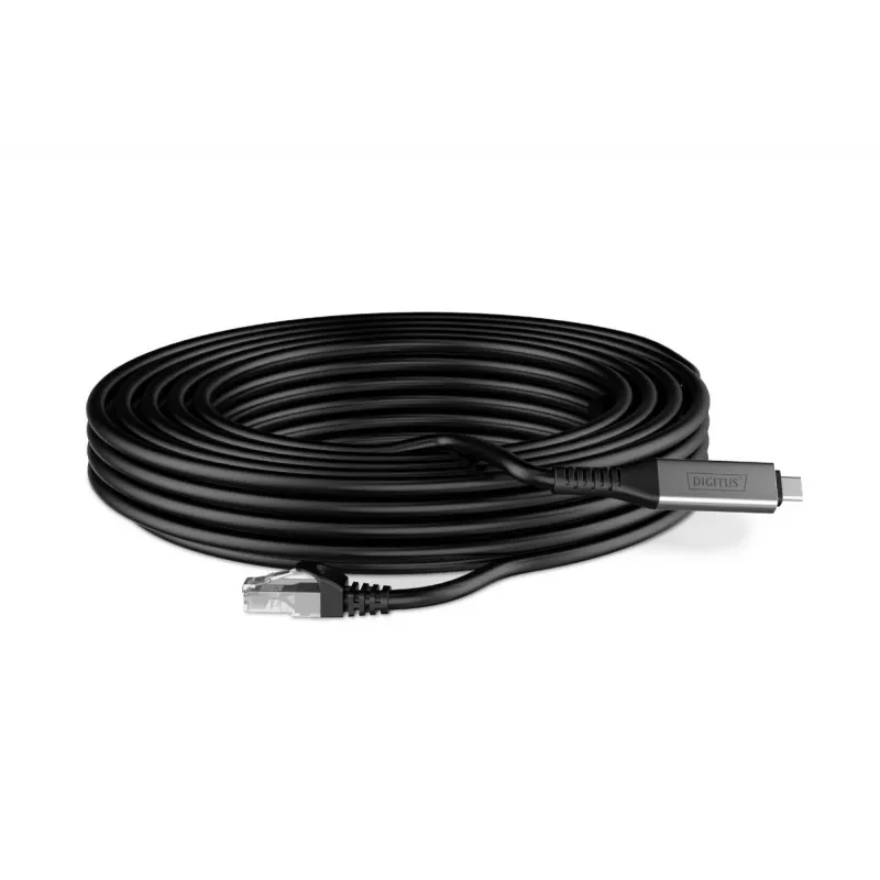 DIGITUS USB-C 3.2 Gen1 - RJ45 Ethernet-kabel - CAT6a S/FTP zwart - 10 m