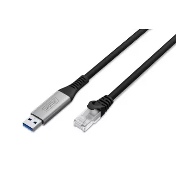 DIGITUS USB 3.2 Gen1 - RJ45 Ethernet-kabel - CAT6a S/FTP zwart - 2 m