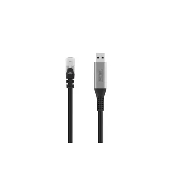 DIGITUS USB 3.2 Gen1 - RJ45 Ethernet-kabel - CAT6a S/FTP zwart - 10 m