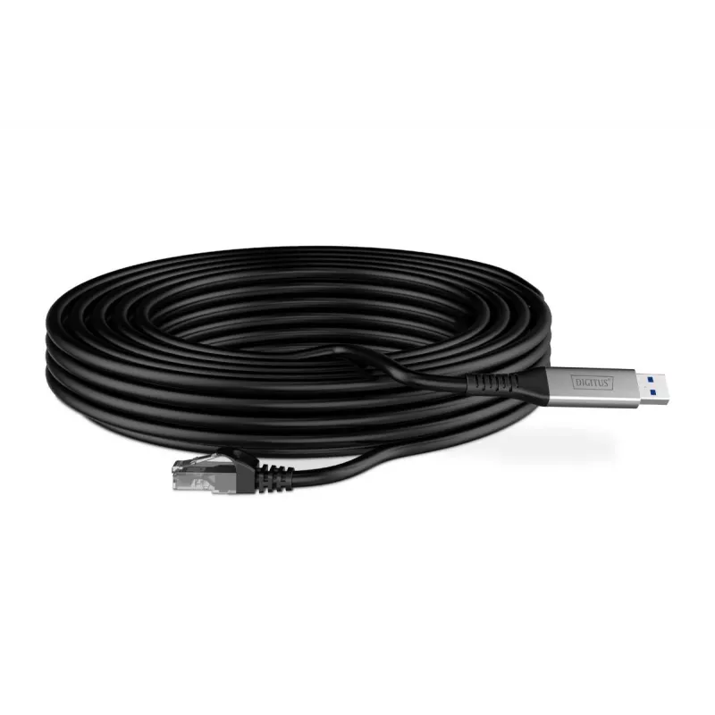 DIGITUS USB 3.2 Gen1 - RJ45 Ethernet-kabel - CAT6a S/FTP zwart - 10 m