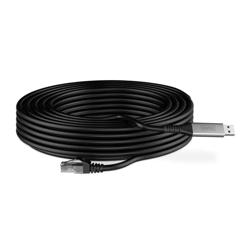 DIGITUS USB 3.2 Gen1 - RJ45 Ethernet-kabel - CAT6a S/FTP zwart - 15 m