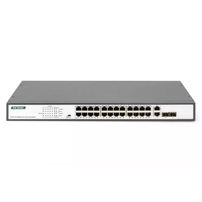 Digitus DN-95343 24-poorts Fast Ethernet PoE-switch, 2x Gigabit Combo TP/SFP, 370 W