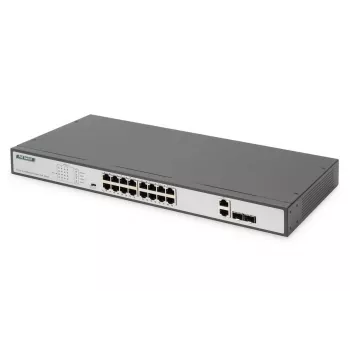 DIGITUS Fast Ethernet PoE-switch 16-poorts PoE + 2 combo. 250 W PoE-budget