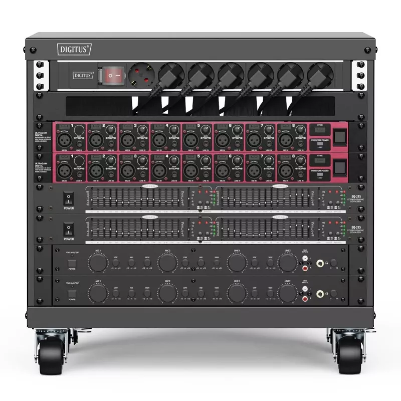 DIGITUS 8U AVS-rack 420x507x460mm schroefdraadgaten wielen zwart