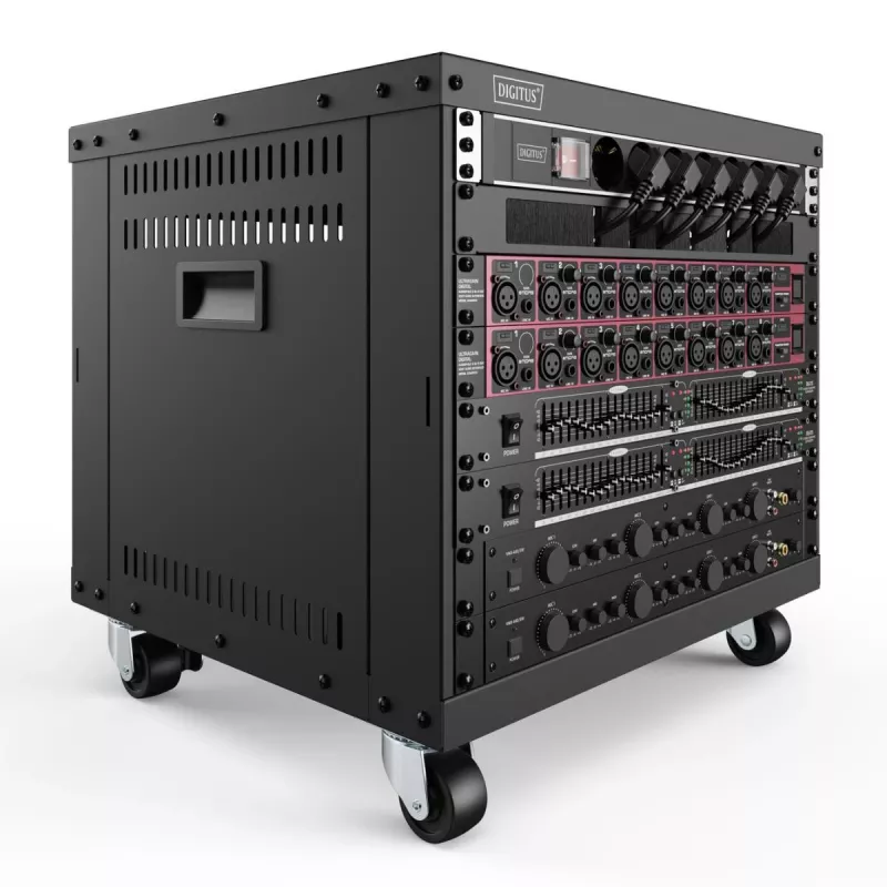 DIGITUS 8U AVS-rack 420x507x460mm schroefdraadgaten wielen zwart