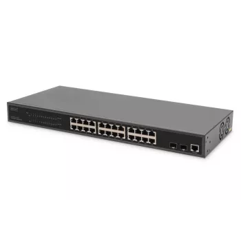 DIGITUS Gigabit Ethernet-switch met PoE-injector 24 poorts L2 Managed 2 SFP uplink