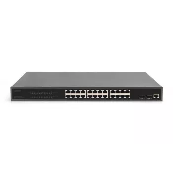 DIGITUS Gigabit Ethernet-switch met PoE-injector 24 poorts L2 Managed 2 SFP uplink