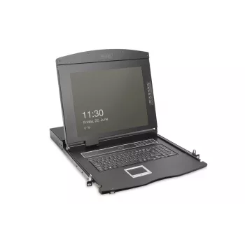 DIGITUS Modulaire 43,2 cm (19 inch) HD TFT-console met 8-poorts KVM. RAL 9005 zwart - DE-toetsenbord