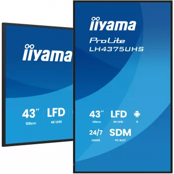 iiyama LH4375UHS-B2AG Signage Display digital signage flatscreen 108 cm (42,5 inch) LCD Wi-Fi 500 cd/m² 4K Ultra HD zwart geïntegreerde processor Android 11 24/7