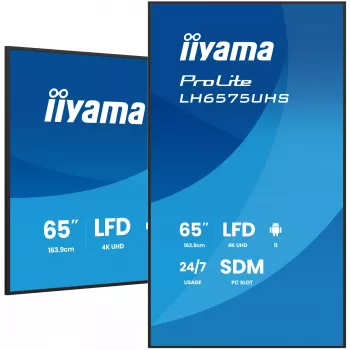 iiyama LH6575UHS-B2AG Signage Display digital signage flatscreen 163,8 cm (64,5 inch) LCD Wi-Fi 500 cd/m² 4K Ultra HD zwart geïntegreerde processor Android 11 24/7