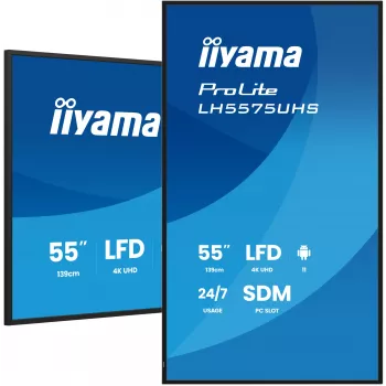 iiyama LH5575UHS-B2AG Signage Display digital signage flatscreen 138,7 cm (54,6 inch) LCD Wi-Fi 500 cd/m² 4K Ultra HD zwart geïntegreerde processor Android 11 24/7