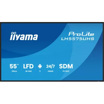 iiyama LH5575UHS-B2AG Signage Display digital signage flatscreen 138,7 cm (54,6 inch) LCD Wi-Fi 500 cd/m² 4K Ultra HD zwart geïntegreerde processor Android 11 24/7