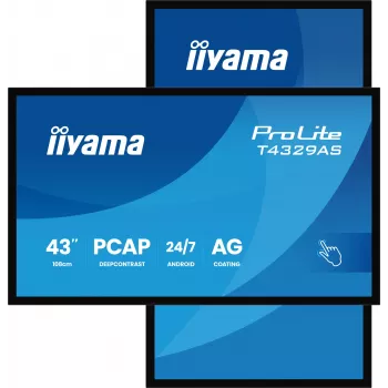 iiyama T4329AS-B1AG computermonitor 108 cm (42,5 inch) 3840 x 2160 pixels 4K Ultra HD LED touchscreen zwart