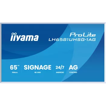 iiyama LH6581UHSG-1AG Signage Display Digital Signage flatscreen 163,8 cm (64,5 inch) Wi-Fi 500 cd/m² 4K Ultra HD wit geïntegreerde processor Android 24/7