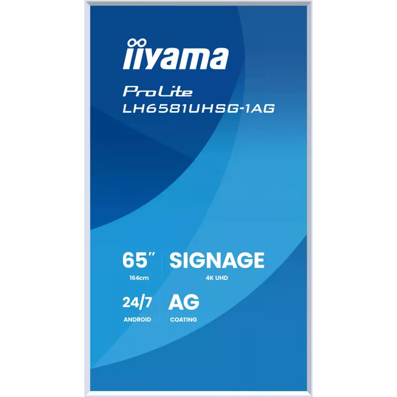 iiyama LH6581UHSG-1AG Signage Display Digital Signage flatscreen 163,8 cm (64,5 inch) Wi-Fi 500 cd/m² 4K Ultra HD wit geïntegreerde processor Android 24/7