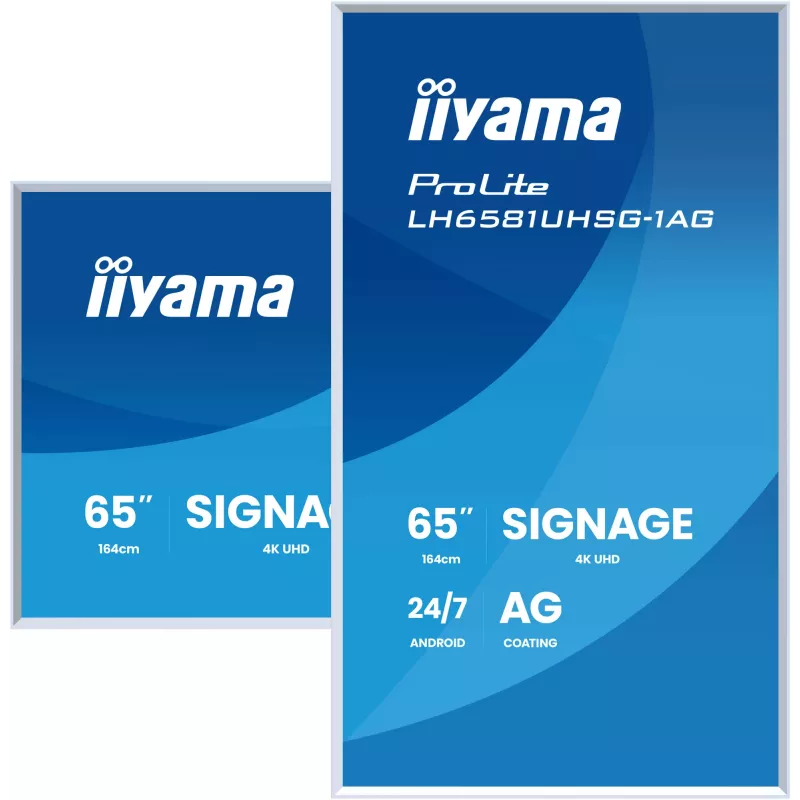 iiyama LH6581UHSG-1AG Signage Display Digital Signage flatscreen 163,8 cm (64,5 inch) Wi-Fi 500 cd/m² 4K Ultra HD wit geïntegreerde processor Android 24/7