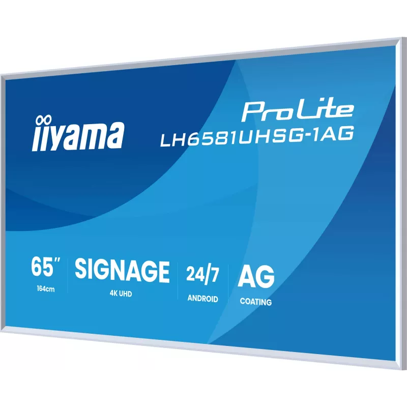 iiyama LH6581UHSG-1AG Signage Display Digital Signage flatscreen 163,8 cm (64,5 inch) Wi-Fi 500 cd/m² 4K Ultra HD wit geïntegreerde processor Android 24/7