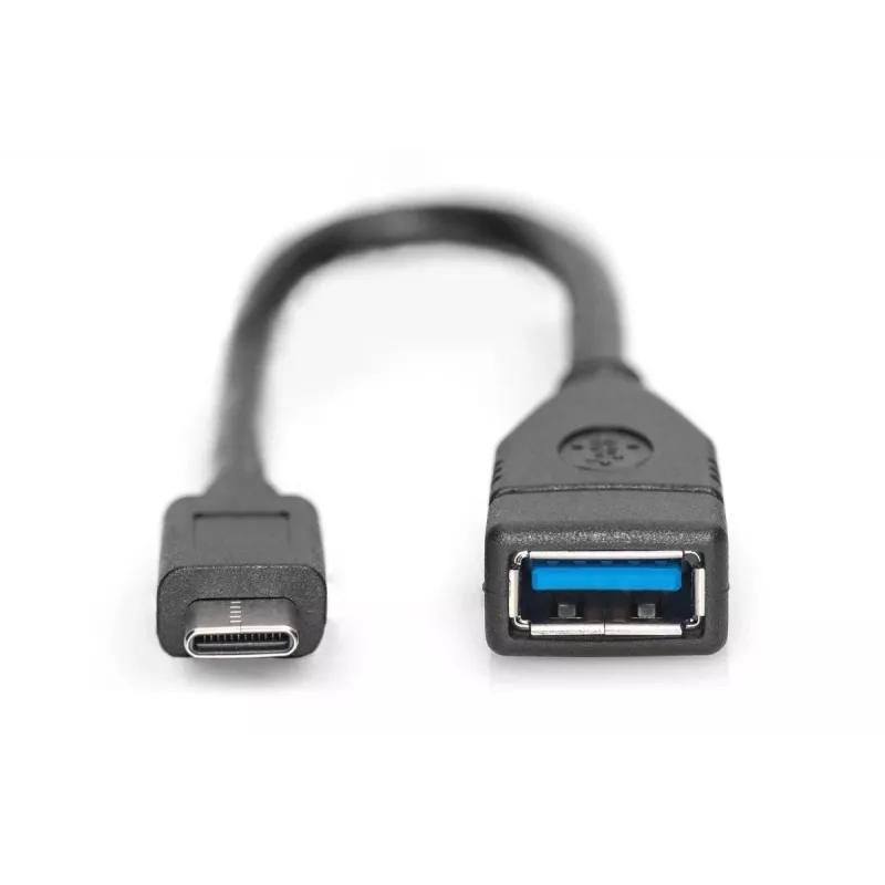 DIGITUS USB Type-C adapterkabel, OTG, Type-C - A M/F, 15 cm Super Speed zwart
