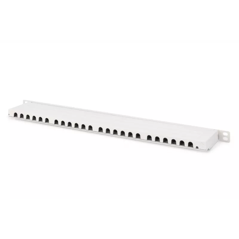 DIGITUS patchpanel CAT6A EA afgeschermd, 24-poorts RJ45 stofbescherming, 8P8C, 0,5U, grijs RAL 7035