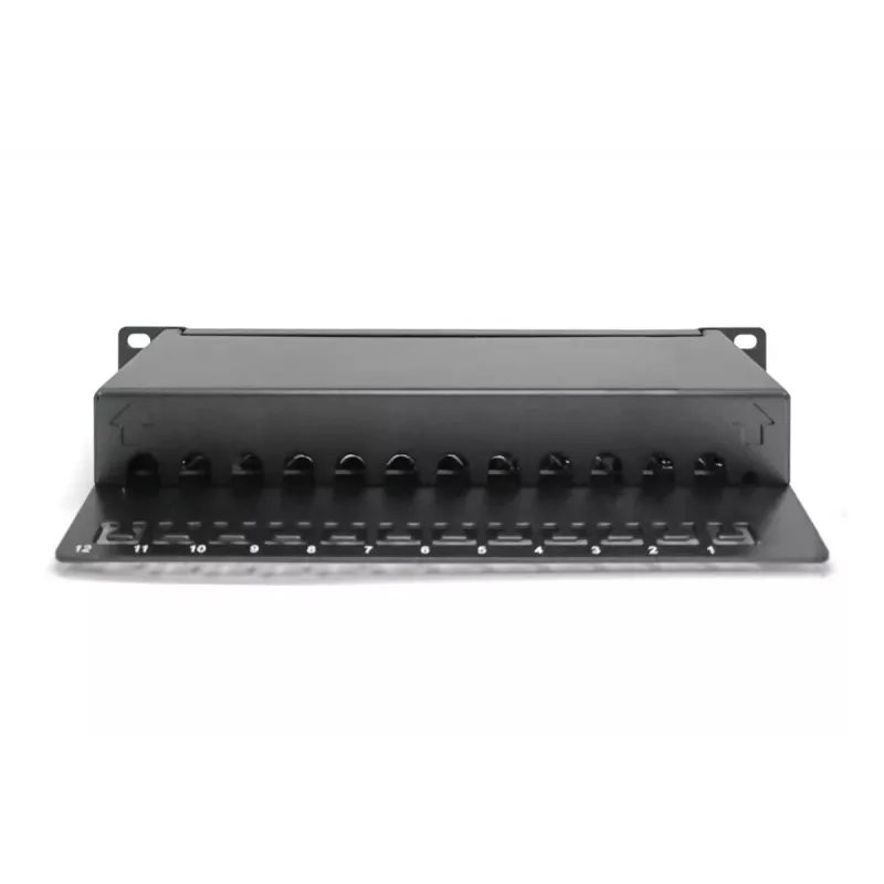 DIGITUS CAT6A patchpanel, afgeschermd, 12-poorts labelveld, 1U, 10 inch rackmontage, zwart RAL 9005