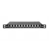 DIGITUS CAT6A patchpanel, afgeschermd, 12-poorts, 1/2U, 10 inch rackinbouw, zwart RAL 9005