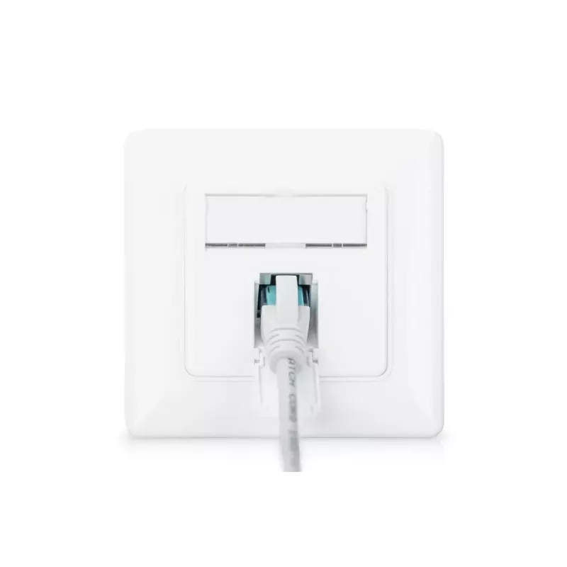 DIGITUS CAT6A klasse EA netwerkdoos, afgeschermd 1x RJ45, LSA, zuiver wit, inbouw, 8 richtingen