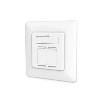DIGITUS CAT6A klasse EA netwerkdoos, afgeschermd 2x RJ45, LSA, zuiver wit, inbouw, 8 richtingen