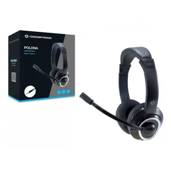 Conceptronic POLONA02B hoofdtelefoon/headset bedraad hoofdband gaming zwart
