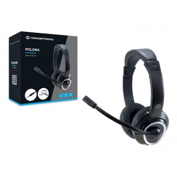 Conceptronic POLONA02BA hoofdtelefoon/headset bedraad hoofdband gaming zwart