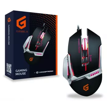 Conceptronic DJEBBEL 8, gaming-USB-muis, 8 programmeerbare toetsen, 4000 DPI