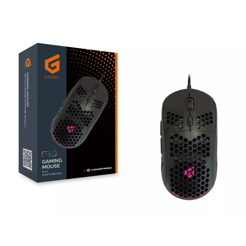 Conceptronic DJEBBEL 6D gamingmuis met honingraatstructuur, 6400 DPI