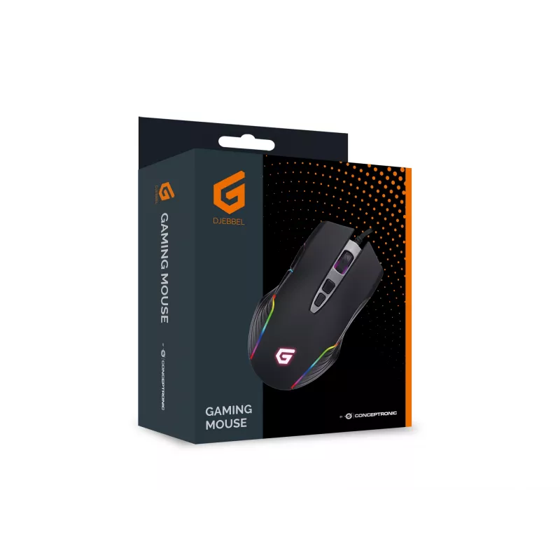 Conceptronic 7D gaming USB-muis, 7200 DPI, rechtshandig, optisch, USB Type-A, 7200 DPI, zwart