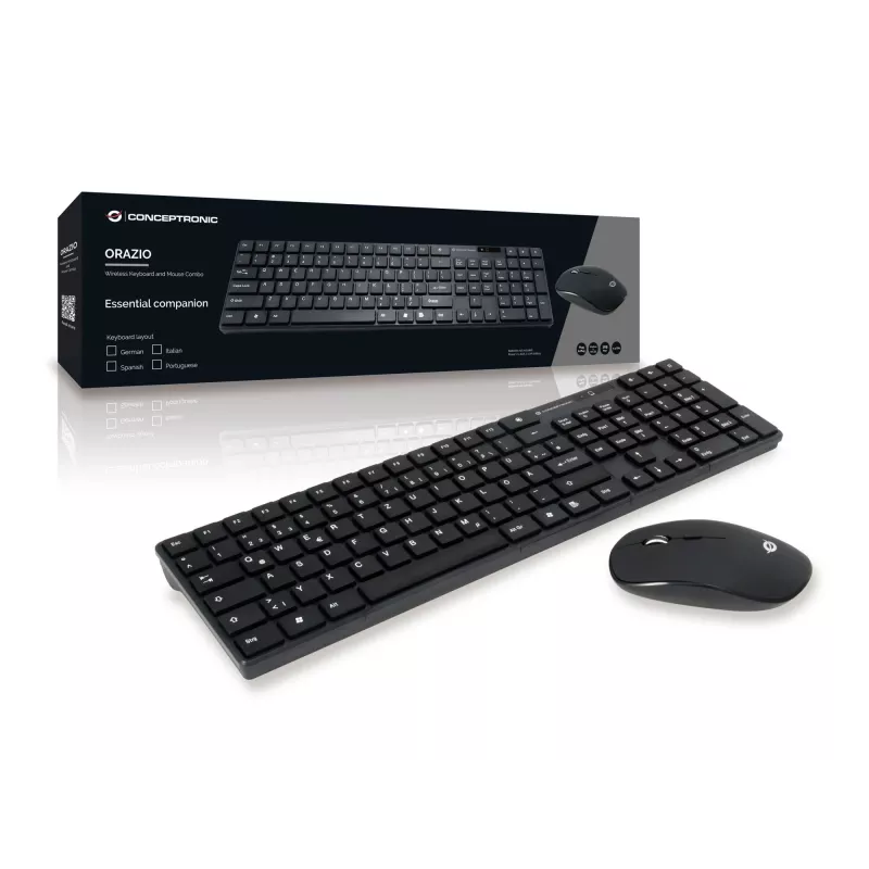 Conceptronic ORAZIO01DE toetsenbord muis inbegrepen thuis RF draadloos QWERTZ Duits zwart